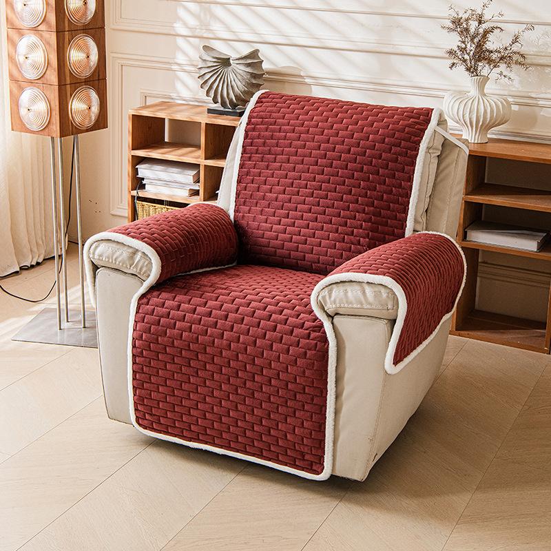 Non-Slip Plush Recliner Sofa Towel Crystal Fleece Couch Protector Pads Dustproof Armchair Mats Home Office Furniture Protector