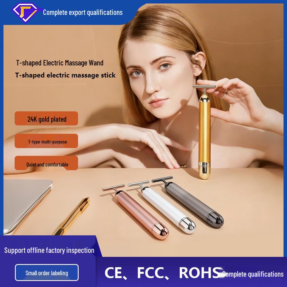 24K Gold T-Shaped Electric Massage Bar for Beauty Lifting Device Only