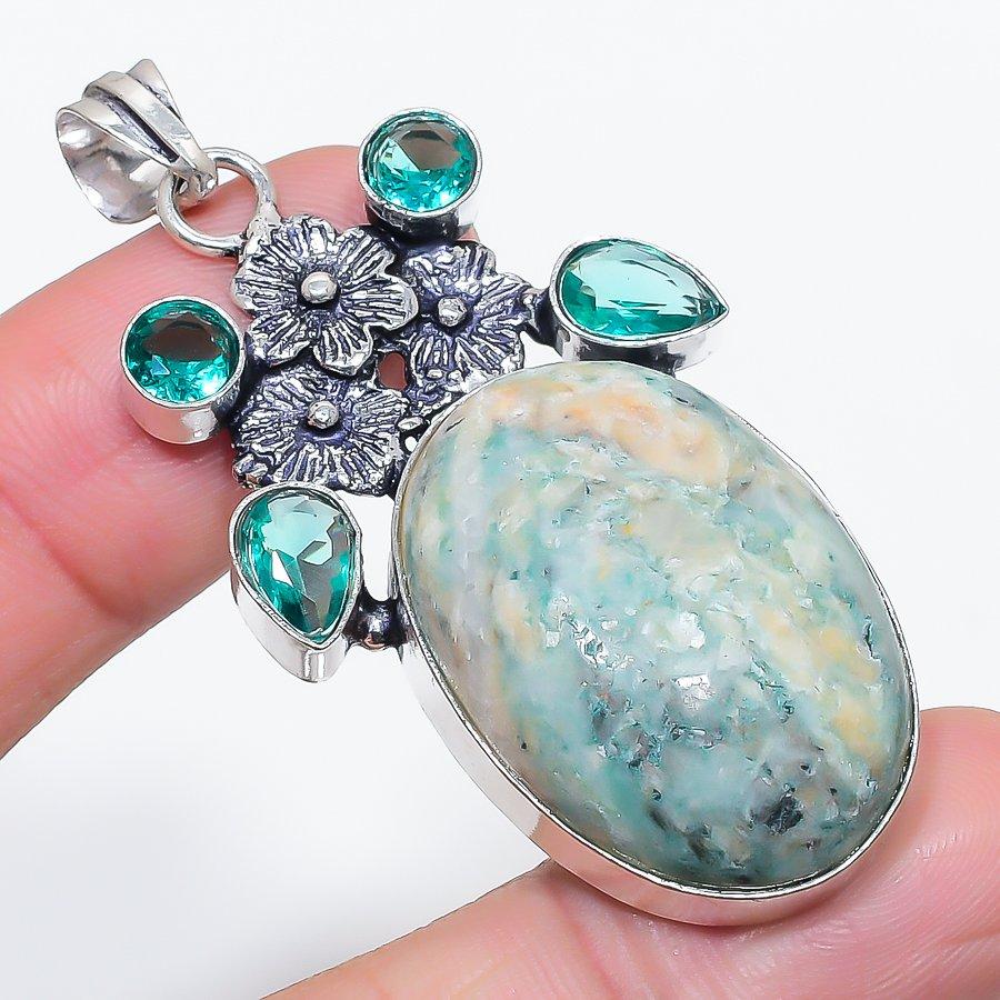 

Натуральный Марипозит, Турмалин Серебро 925 пробы Ювелирный кулон 2,44 C9i68