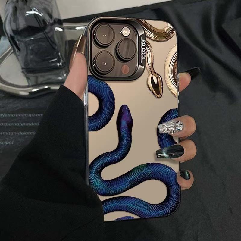 Blue Gold Double Snake iPhone 15/16 Pro Max & 14 Pro Case iPhone 15 Pro Max