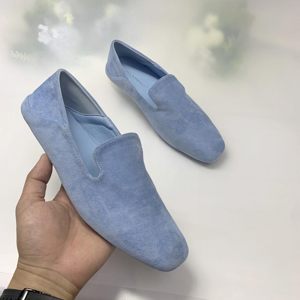 Spot second hair! Grape mother has the same niche oblique cut square head minimalist style, one pedal commuting loafers, single shoes women