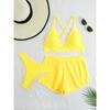 Women's 3 Piece Swimsuit Set Sexy Tie Side Bikini with Skirt Cover Up, Solid Color Swimwear for Summer Beach Vacation 0963