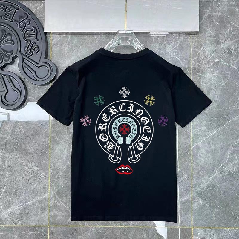 D39 CHROME HEARTS 2026 Summer New High Quality Cotton Round Neck Loose Large Size Men's and Women's T-shirt Couple T-shirt