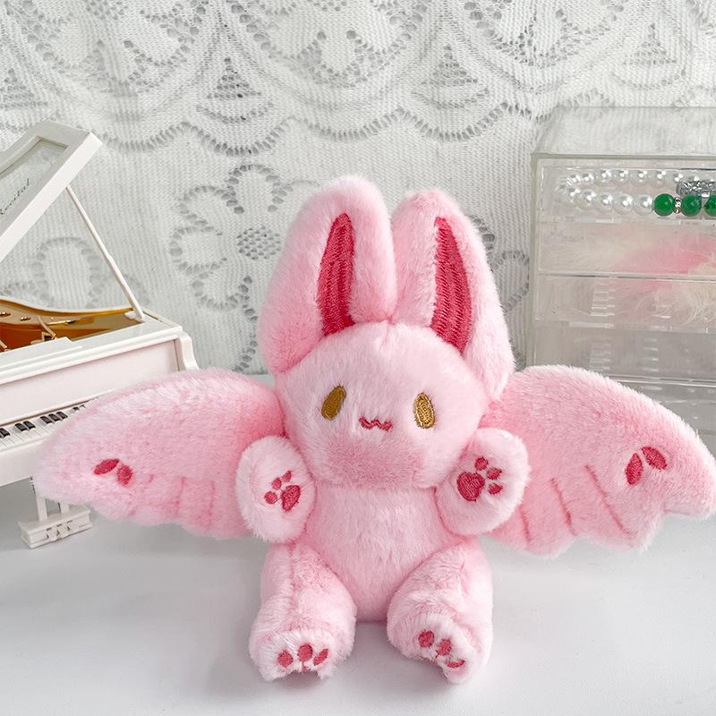 Cute and Cute Flying Bat Rabbit Doll Children's Backpack Mini Grabbing Machine Doll Keychain Plush Doll Pendant