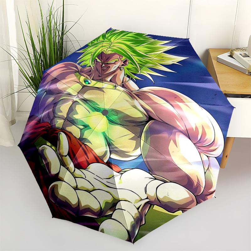 

1pc Dragon Ball Z Broly Outdoor Umbrella - Automatic Opening/Closing - Portable 3-Fold Design - 8-Rib Iron Frame - Perfect Gift for Fans, Travelers, D