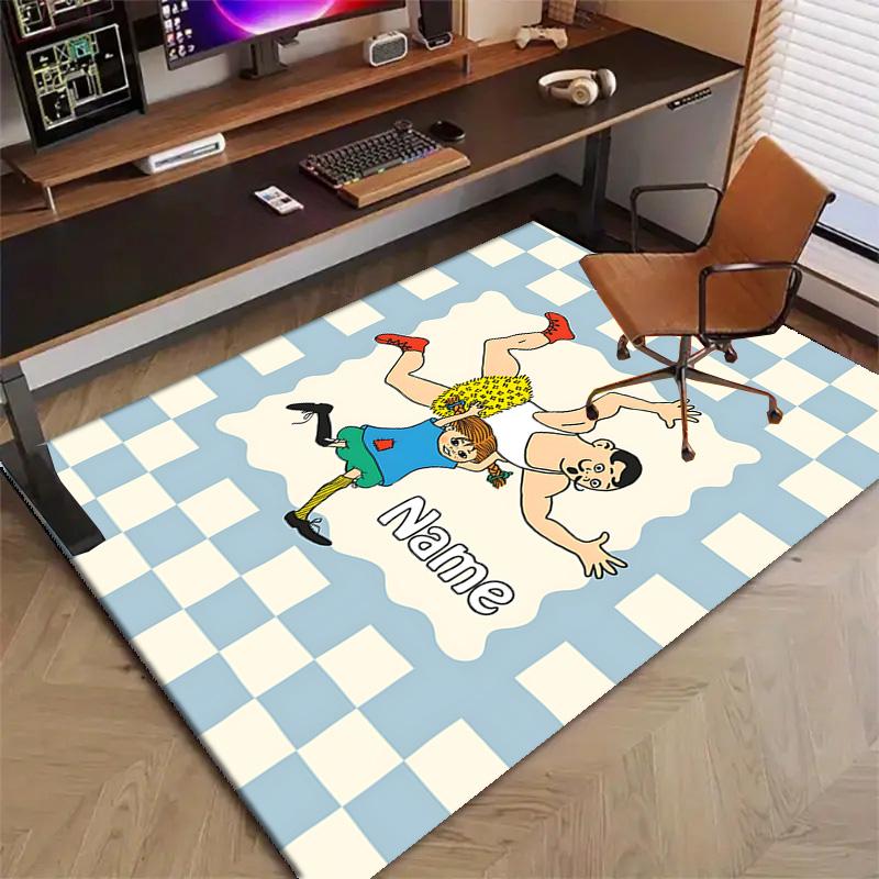 Custom Pippi Longstocking Mat Personalized Name, Polyester Washable Indoor Entryway Rug, Gift for Christmas, Easter, Thanksgiving Day