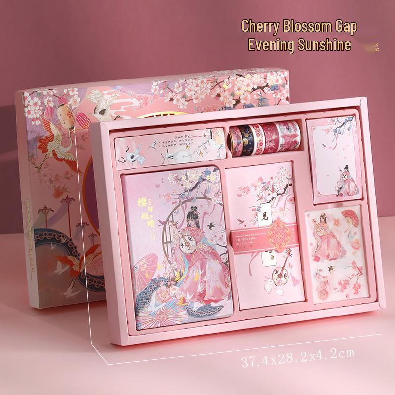 Altes Chinesisches Stil Tagebuch Geschenkset: Süßes Pastell-Notizbuch mit Stift und dekorativen Seiten