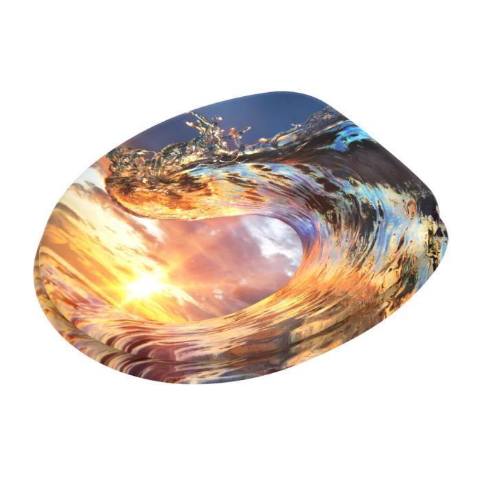 Abattant WC - Wave - Soft Close - Bois - Fixation universelle - Antibactérien