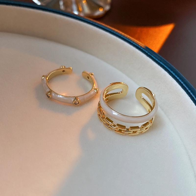 Gold Electroplated Zircon Bow Open Ring - Korean Design Luxury Jewelry