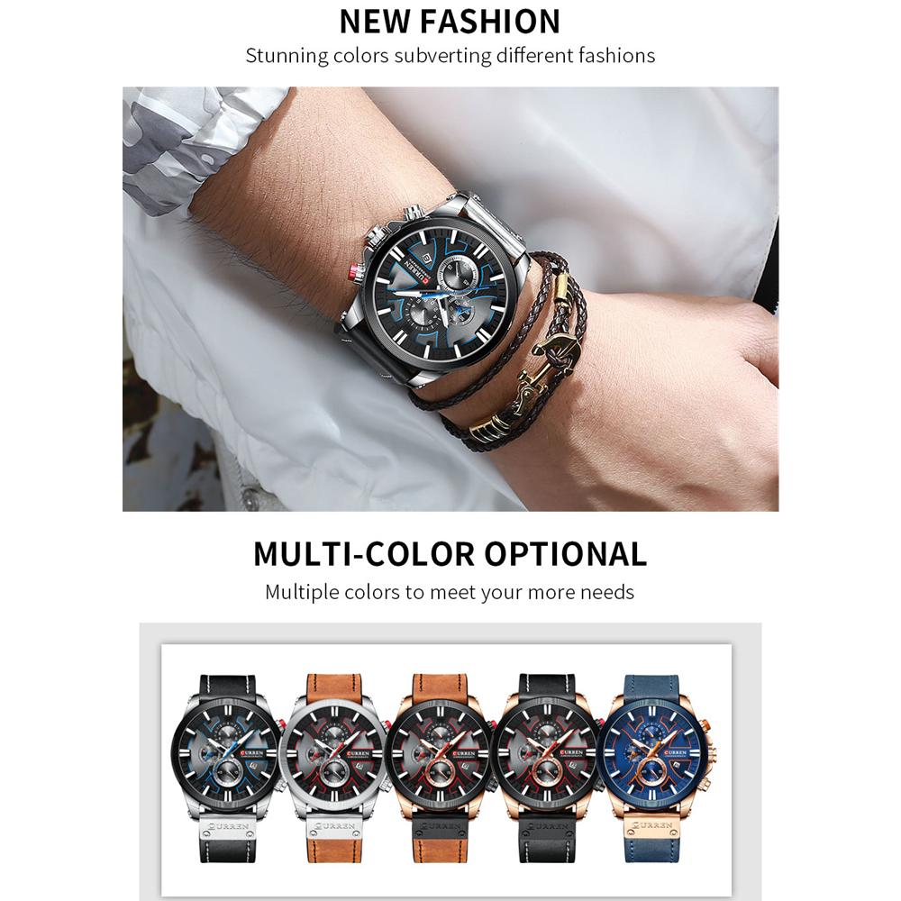 CURREN Kell Chronograph Sport Meeste käekellad Kvartskell Nahast Meeste Käekell Relogio Masculino Moekink meestele
