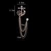 Fashion Luxulry Korean Crystal Anchor Brooches for Women Men Tassel Chain Rhinestone Collar Pins Suit Shirt Badge Jewelry Gifts
