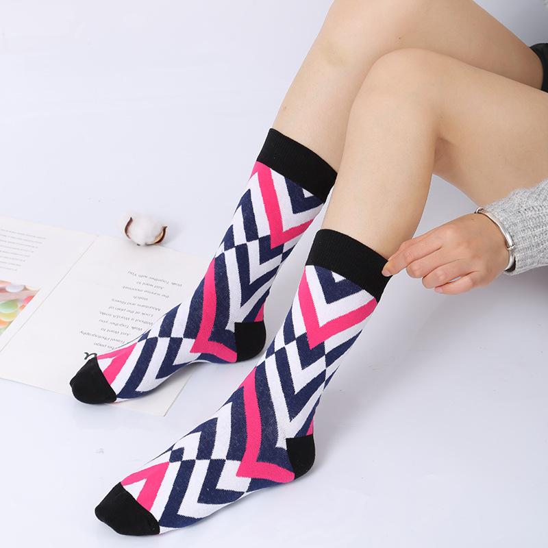 49 Patterns Fashion Business Men 100% Cotton Happy Lattice Socks Unisex Boys Combed Hip Hop Street Skateboard Funny High Sox Set