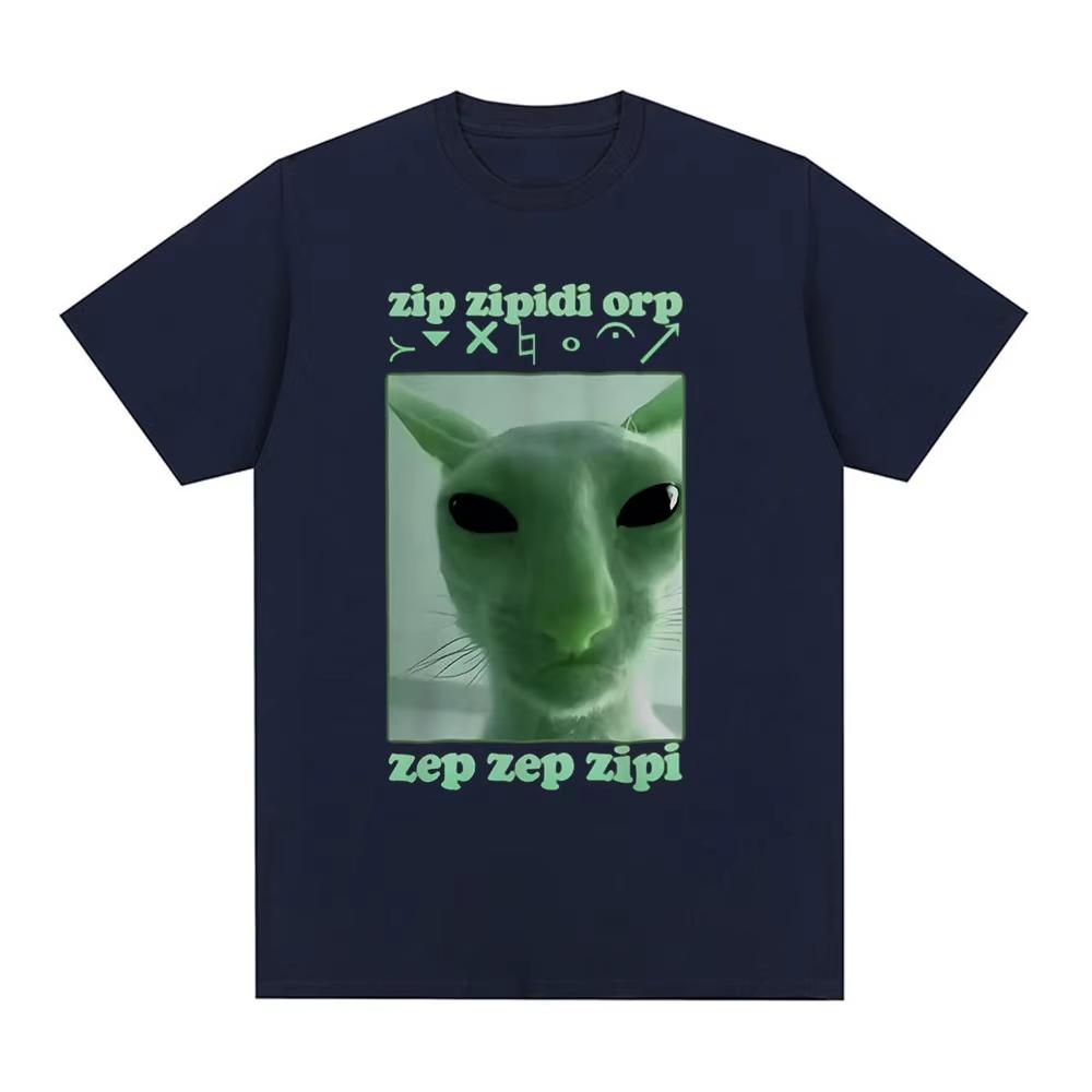2025 Komik Uzaylı Kedi Dank Meme Tişört Erkek Kadın Moda Vintage Tişörtler Günlük Pamuk Kısa Kollu Tişörtler Sokak Giyimi