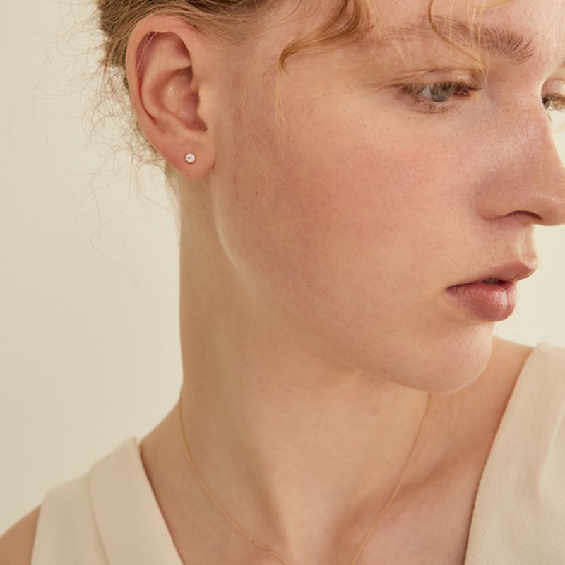 LUNNE 14k Round Brilliant 0.1 Carat Moissanite Earrings (14k Gold) #MOE02