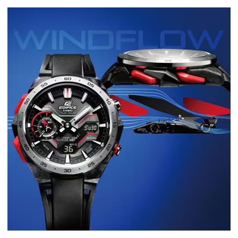 Casio ECB-2200 Series 100 Meters Waterproof Quartz Resin Strap Unisex Black Dial ECB-2200YP-1AJF