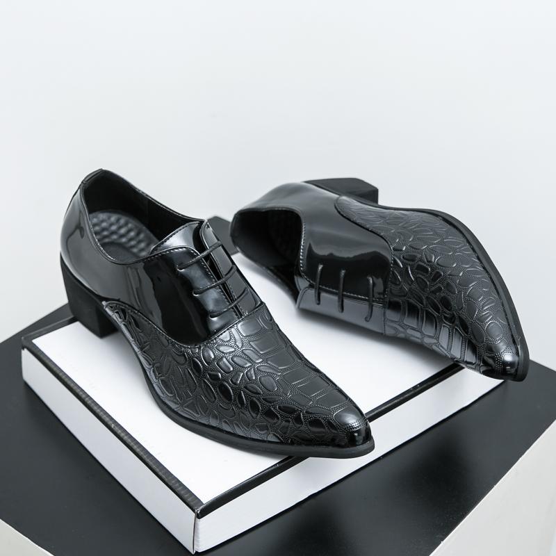 Luxury Multiple Colors High Heel Men's Shoes Moccasin Man Wedding Shoes Groom Designer Pointed Toe Leather Dress Oxfords