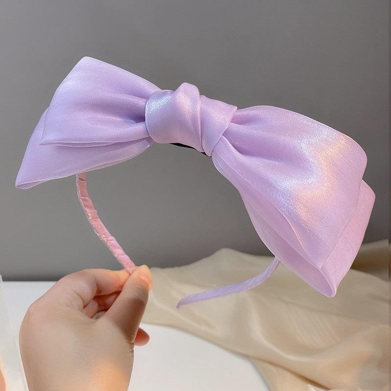 1Pcs Hair Accessories Spring/Summer Girl Glossy Bow Bezel Headband Solid Color Hair Band For Women