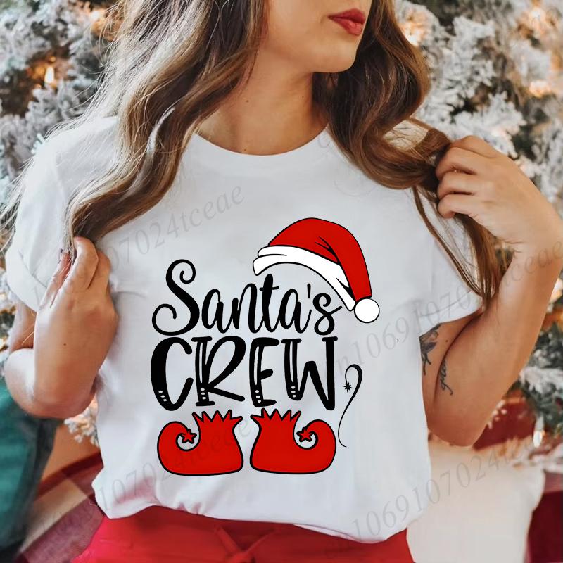 Santas Crew Shirt for Women Unisex Christmas Tshirts Santa Crew Family Outfit Christmas Tee Shirts Family Party Tshirts Tops