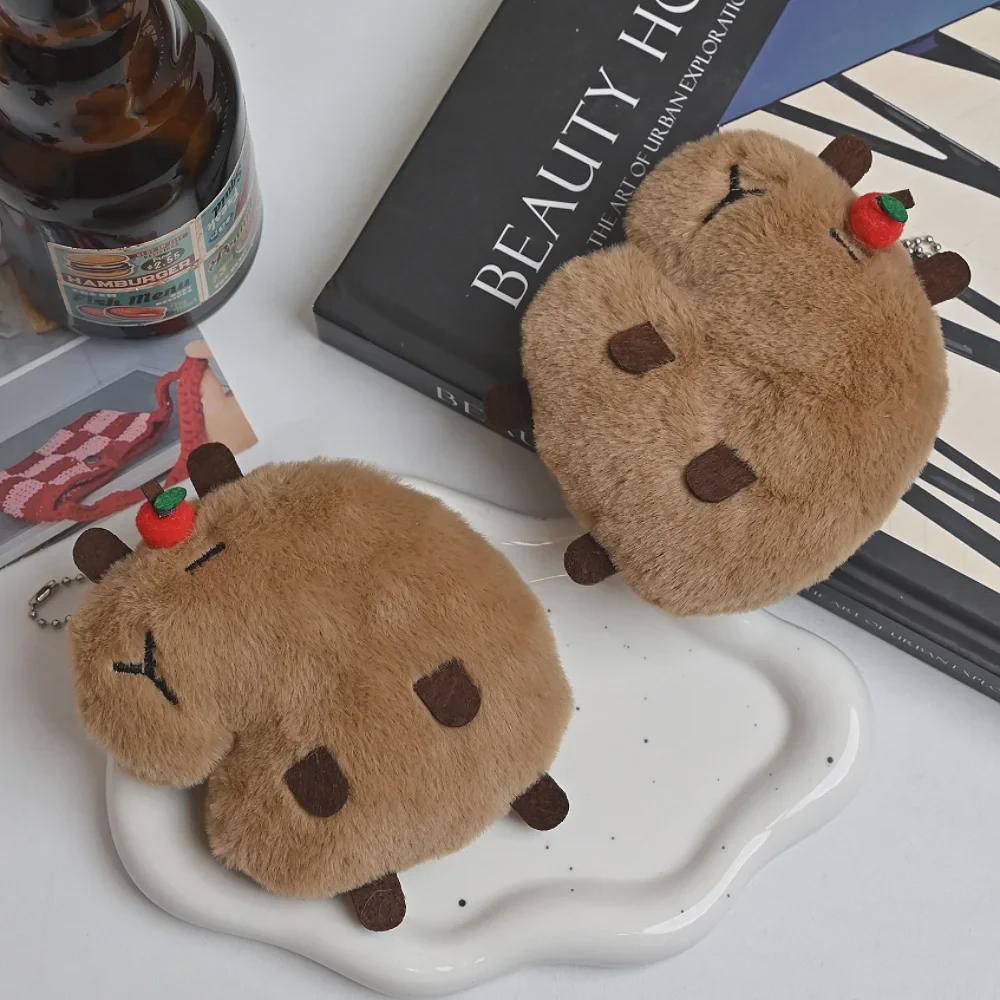 Adorable Capybara Plush Apple Doll Keychain - Cute Guinea Pig Pendant for Girls' Backpacks and Gifts