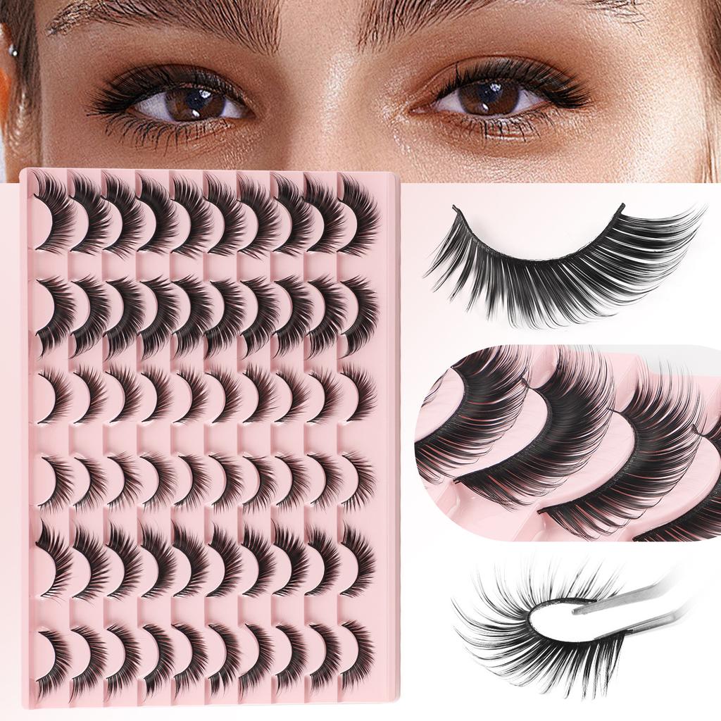 30 Pairs Of Oblique Flying Fox Eyes Large-Capacity Mixed False Eyelashes Natural Thick Simulated Eyelashes