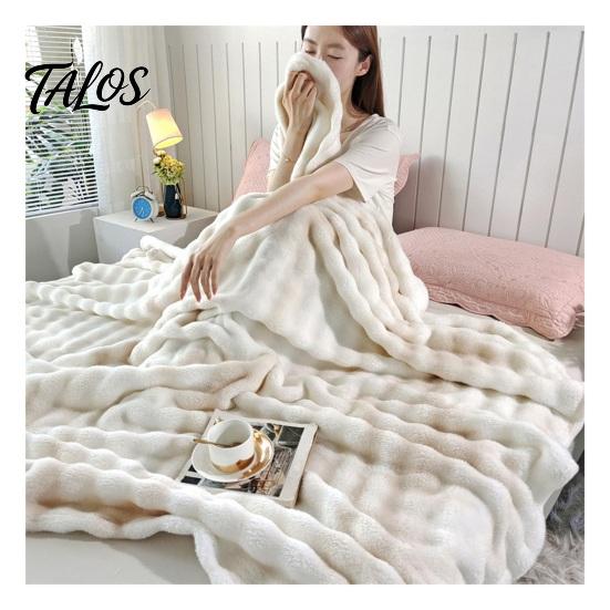 Manta Ligera de Aire Acondicionado 3D Burbuja Felpa Manta de Tiro, Tie Dye Piel Sintética de Conejo Textura Suave Peluda Cama Polar Cálida Acogedora Decorativa
