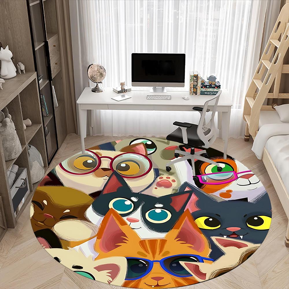 1pc Cat Print Chair Carpet for Office  Machine Washable Rug for Office,  Good Gift for Family or Friends yy251225178