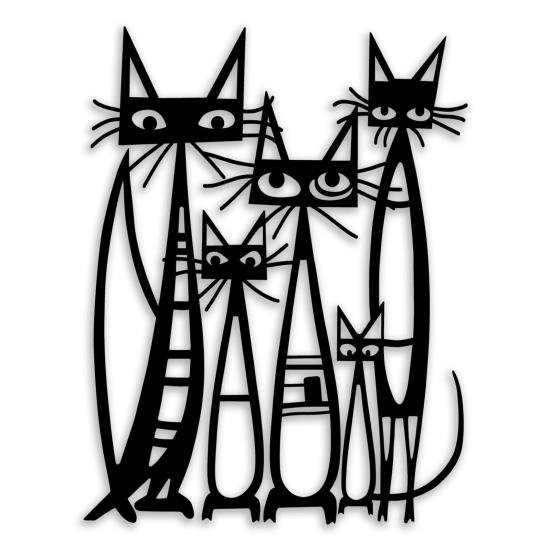 Modern Wall Hanging for Living Room Metal Cartoon Cat Art Decor Bedroom, Creative Artistic Iron Silhouette Sculpture, Minimalist Animal Ornament Home
