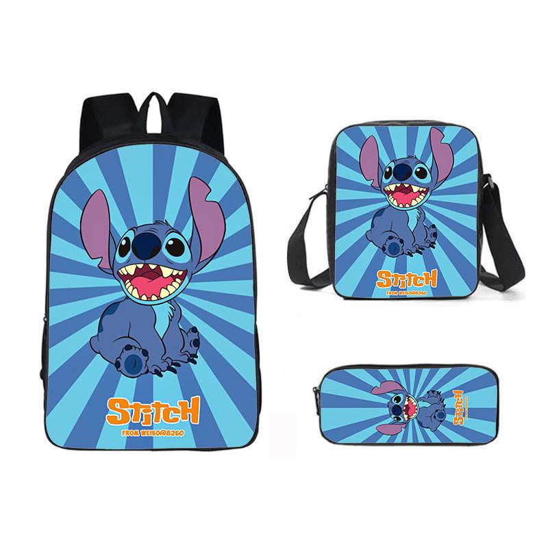 Stitch Cartoon Backpack For Kids Oxford Fabric Waterproof School Bag With Breathable Straps