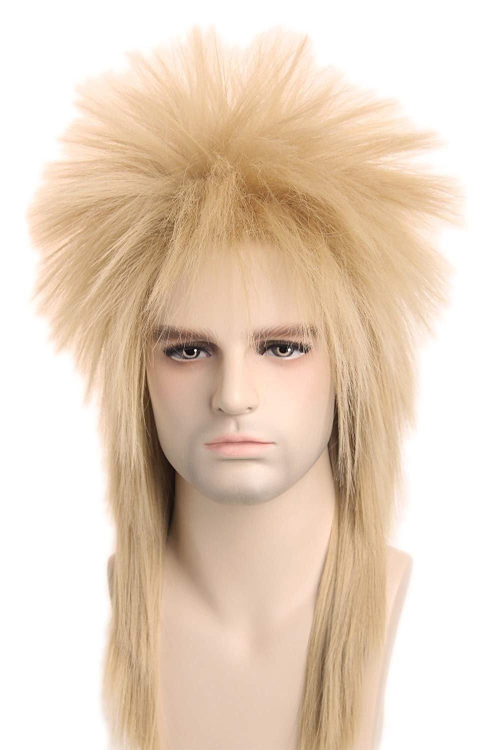 

Topcosplay Long Bouquet Punk Rocker Wig for Costume and Events Men s Wig, Halloween, Parties, (Blonde)