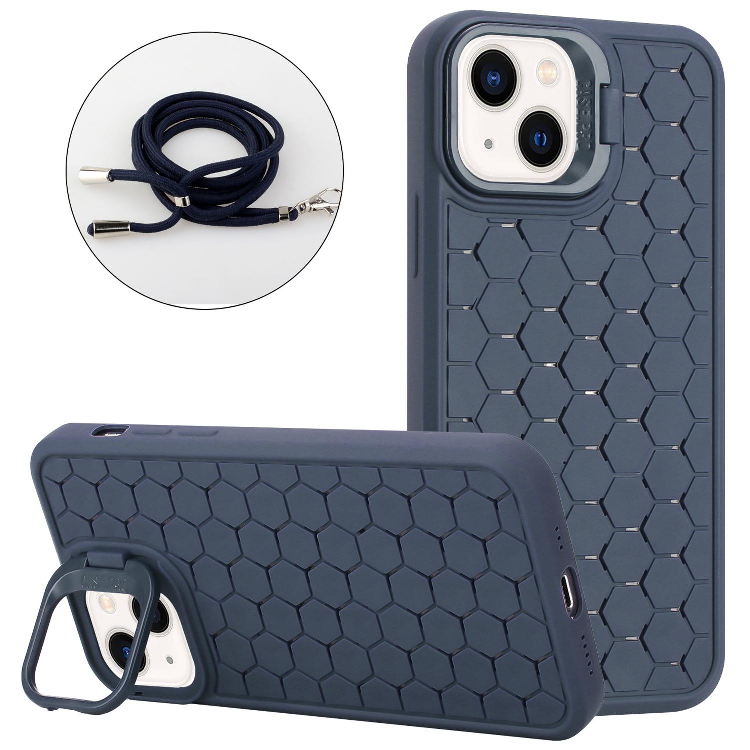 

For iPhone 15 Heat Dissipation Case TPU Crossbody Phone Cover Compatible with MagSafe Dark Blue