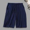 Men Summer Shorts Solid Color Loose Elastic Waist Drawstring Deep Crotch Keep Cooling Comfortable Pockets Plus Size Knee-length Shorts Men Clothes