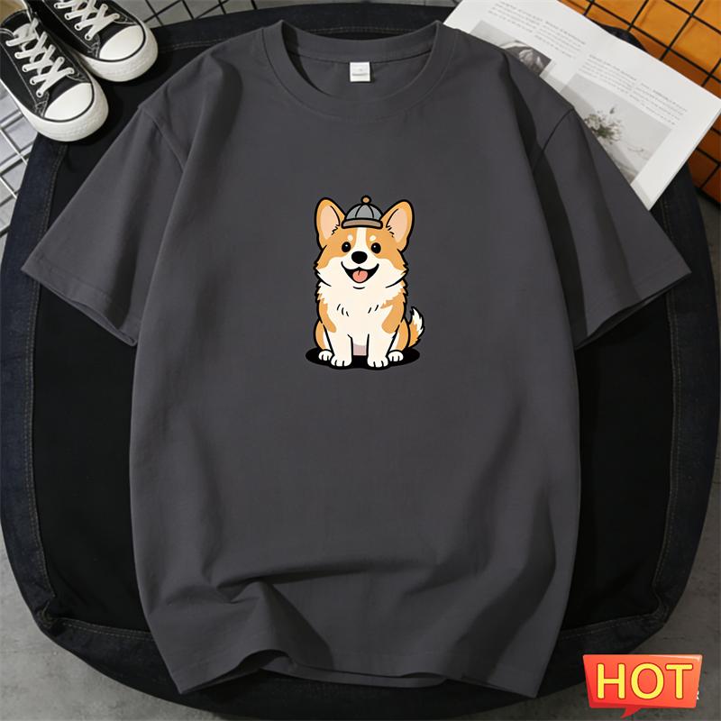 Cute Corgi Graphic T Shirts Summer Fashion Short Sleeve Funny Dog 3D Printed Crew Neck T-shirts Loose Breathable Unisex Tees