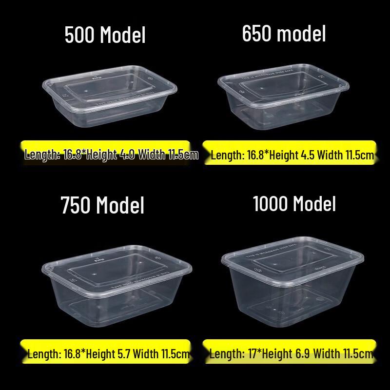 Commercial Disposable Rectangular Plastic Meal Boxes with Lids