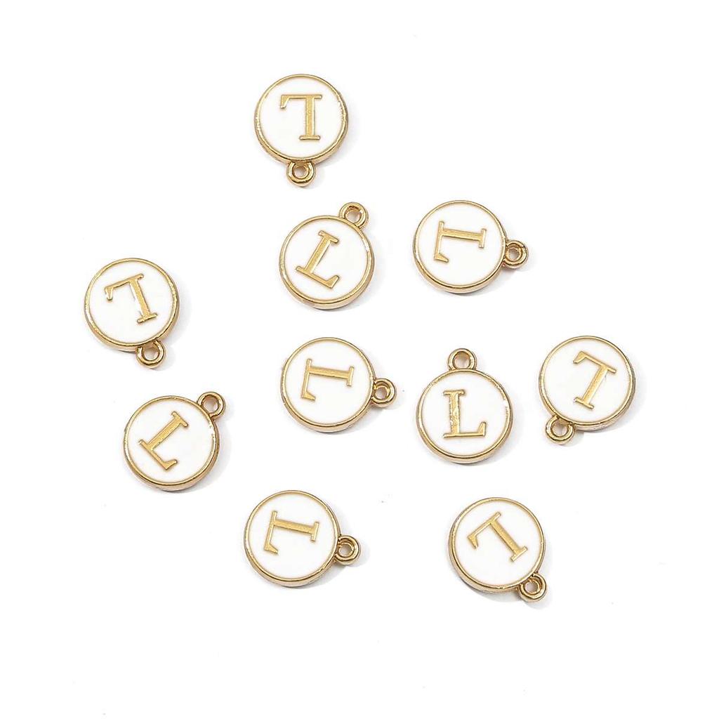 10 Uds. De dijes de letras en inglés esmaltados de Metal, colgante para fabricación de joyas DIY, accesorios para collares y pulseras