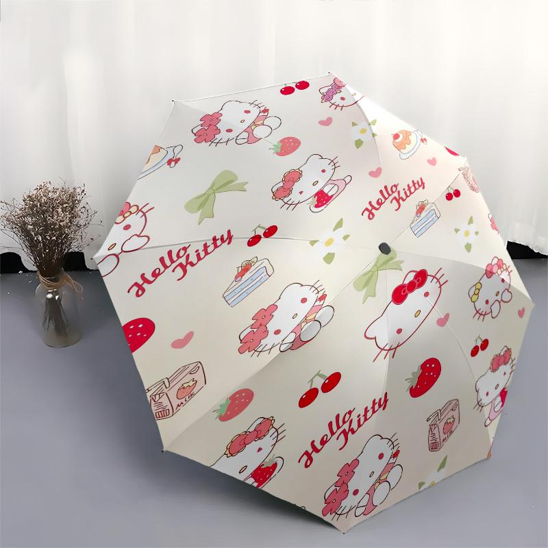 Hello Kitty,Cute Patterns Automatic Umbrella-Foldable, Durable 8-Bone Design, Compact and Stylish, Great for Camping, Halloween, Christmas,