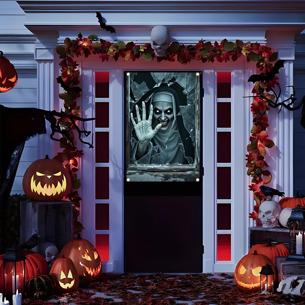 Halloween Gruselige Fensterdekoration Schreckliche Deko 2D Geist Horror Gruselige Augen Banner Festival Fenster-/Türabdeckung Spukhausdeko Horror Hintergrund