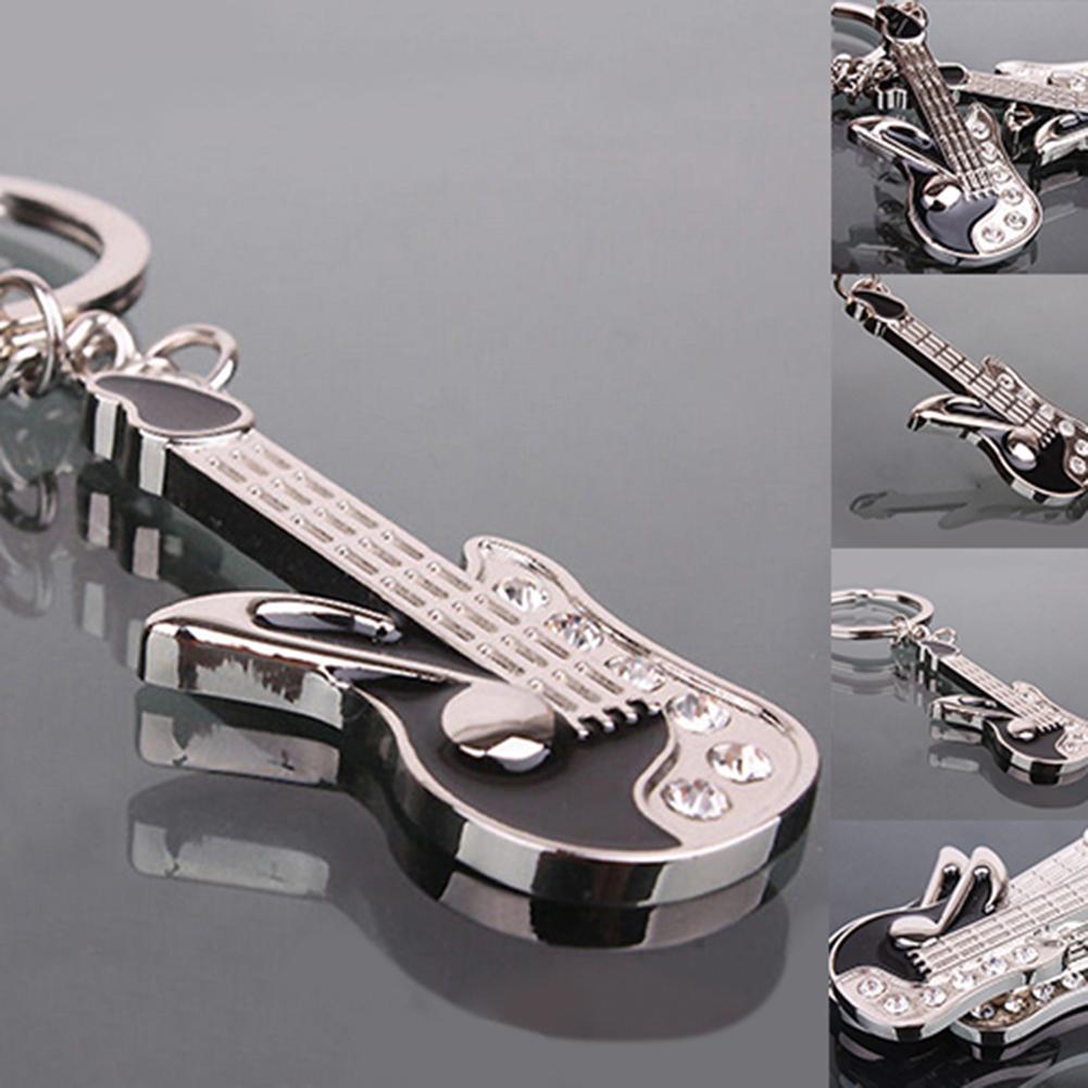 Smart Mini Guitar Pendant Rhinestone Key Ring Chain Keyring Keychain Gift