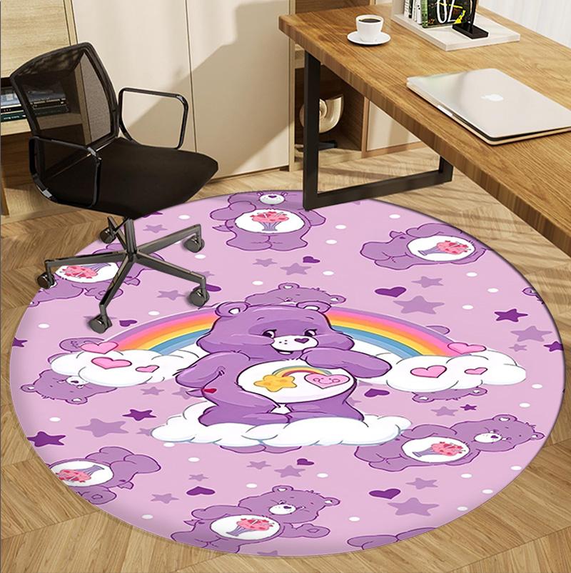 Care Bears Pattern Round Rug, Indoor/Outdoor Mat, for Picnic, Gameroom, Bedroom, Office, Living Room, Home Decor Carpet, Birthday Gift