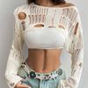 Women S Crochet Hollow Out Long Sleeve Short Knit Sweater