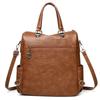 Multifunctional Backpack Women's Bag PU Shoulder Bag Solid Color Handbag