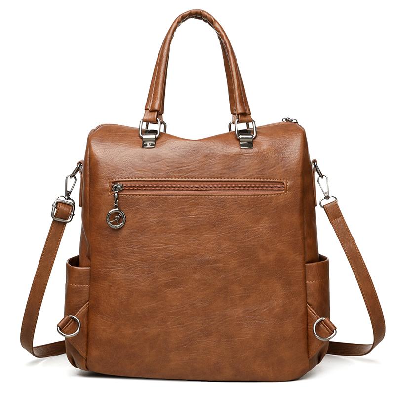 Multifunctional Backpack Women's Bag PU Shoulder Bag Solid Color Handbag