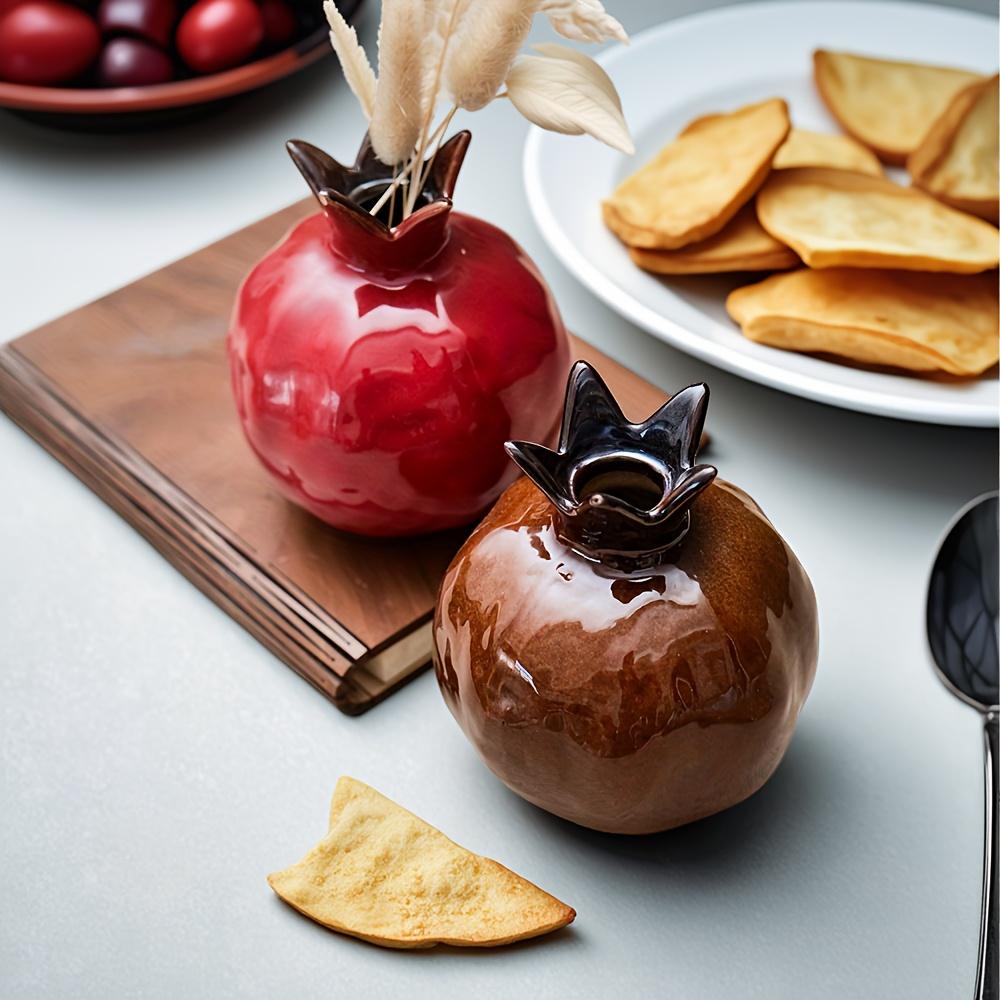 [Ceramic Pomegranate Vase] 12.7cm Contemporary Ceramic Pomegranate Vase - Decorative Piece for Your Home