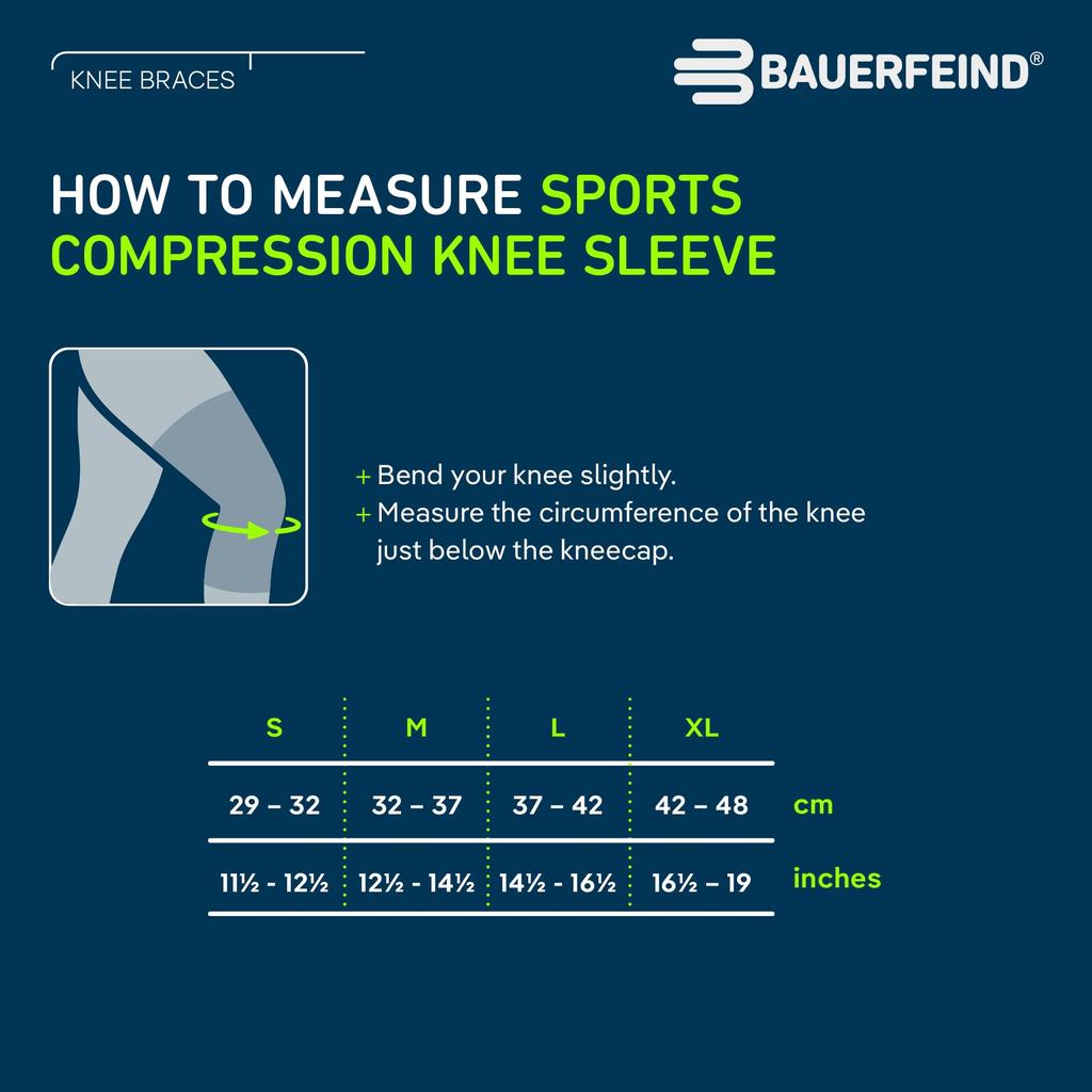 Bauerfeind Sportkompressions-Kniebandage Hergestellt in Allgemeiner Medizinischer Kompression Muskelaktivierung und Kniestabilisierungs-Unterstützung, Deutschland, Gerät, (Schwarz, XL)