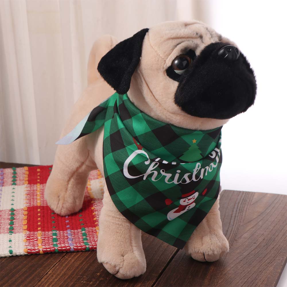 Red Green Grid Dog Saliva Towel Santa Claus Pet Triangle Scarf Triangle Bandana Home Decor