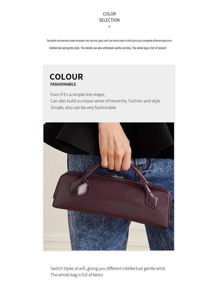 Europäischer & Amerikanischer Stil Echtes Leder Damen Crossbody Baguette Tasche - Modisches Erstschicht-Rindsleder für Pendeln & Streetstyle