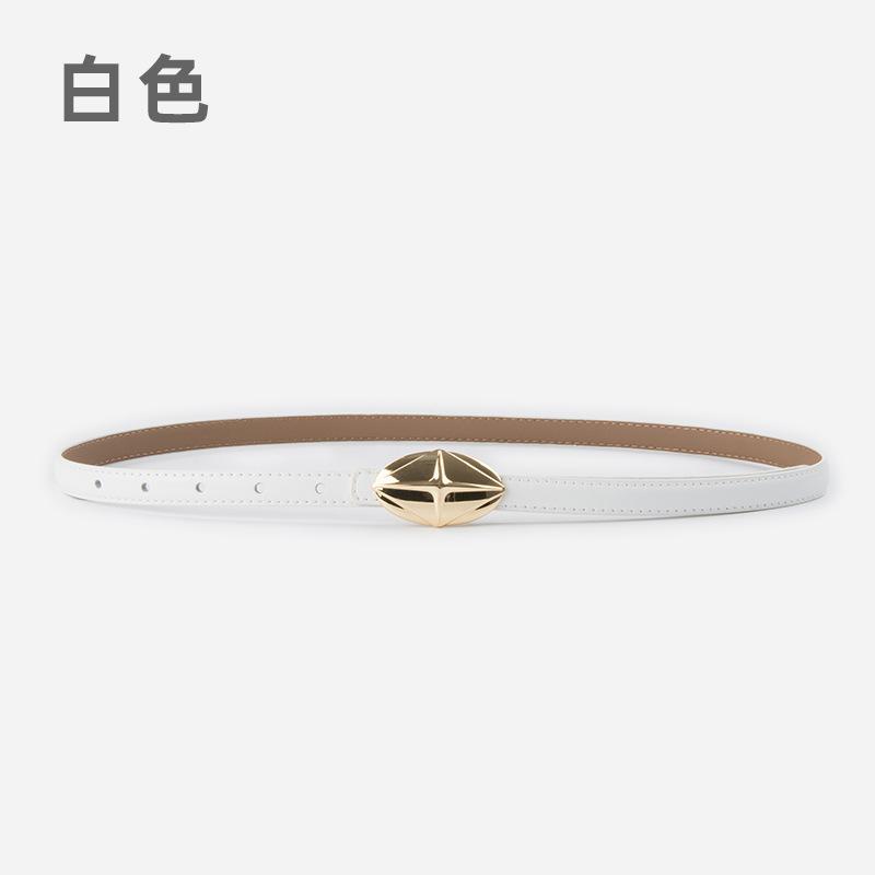 Leather Women'S Fine Belt Cowhide Retro Women'S Simple Hong Kong Style Premium Black Women'S Belt