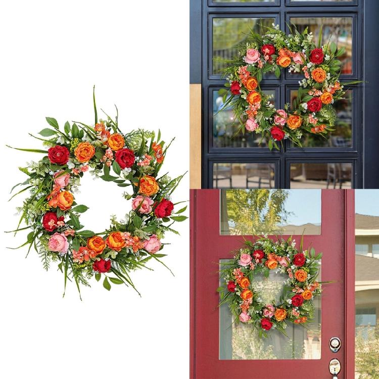 Flower Wreath,Artificial Peony Wreath Spring Wreath Valentine Wreath Gifts