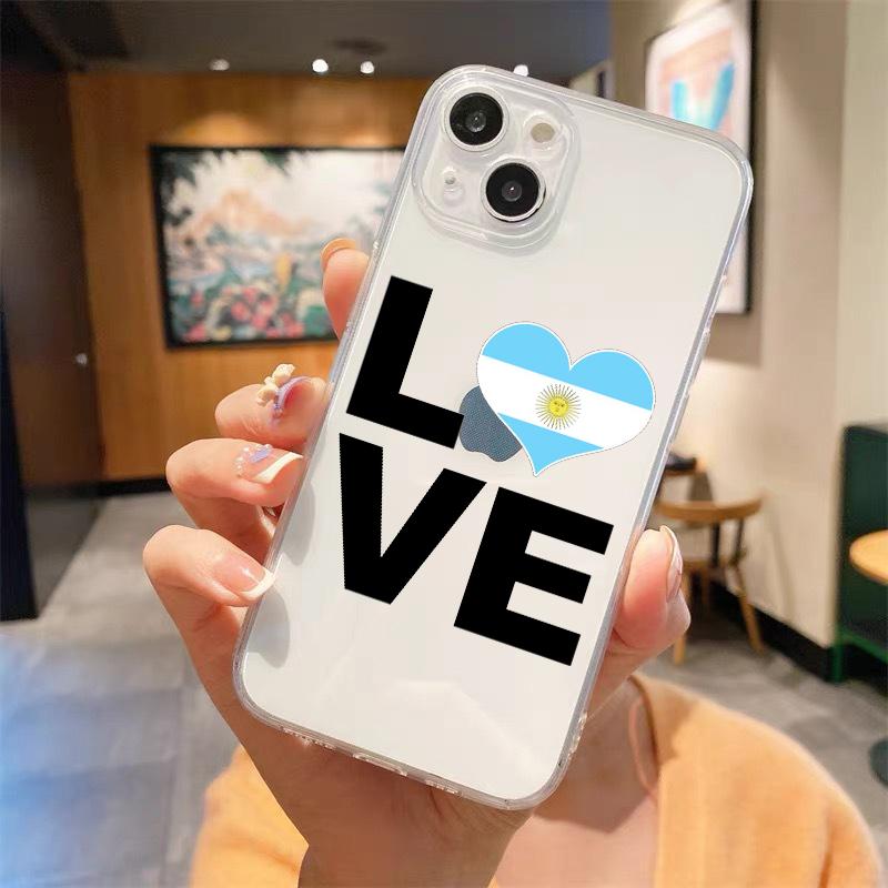 Argentina Soccer 10 Clothing Transparent Phone Case For iPhone 18 14 13 12 Mini 11 Pro Max XS X XR SE 7 8 Plus Straight Edge Cover