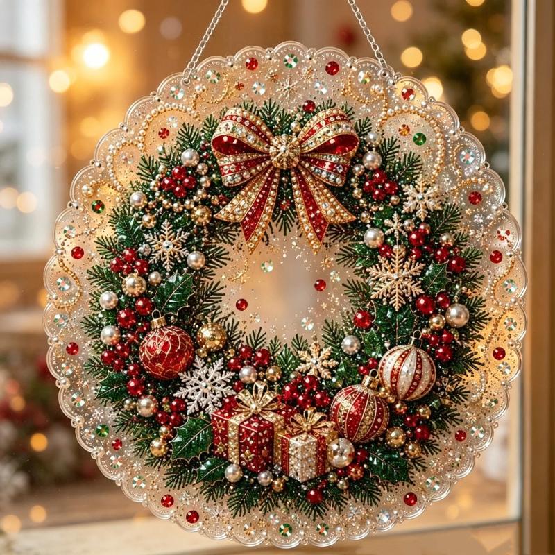 1 sada Kovový řetízek 3D Perlové korálky různých velikostí Řemesla Vánoční Perlové Kamínkové Malování Suncatcher Sada DIY Řemeslo Slavnostní Dekorace