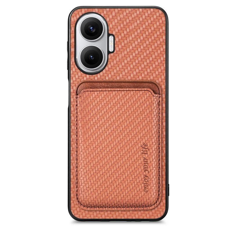 For POCO F7 G  Wallet Card Holder Cover for Xiaomi POCOF7 Redmi Turbo 4 Pro Wireless Charger Magnetic Carbon Fibre Case